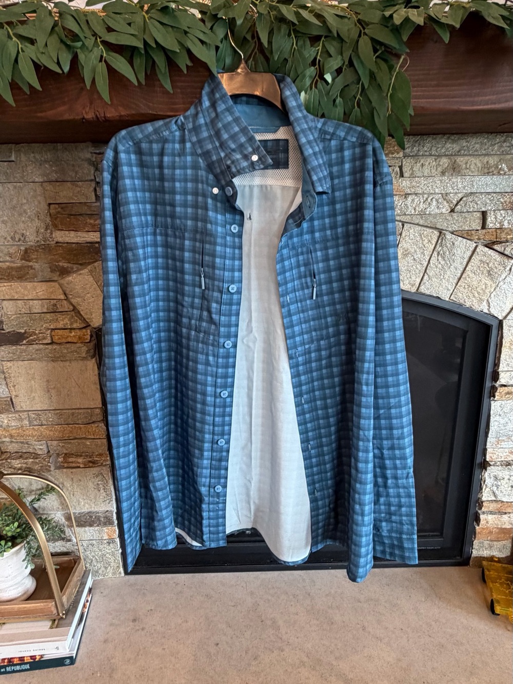 NWT Dkota Men's Blue Plaid Button-Up sporty shirt